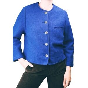 Geiger Boiled Wool Button Down Colbolt Blue Coat XL US 42 EU